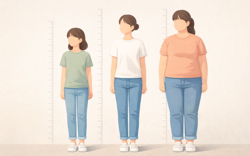میانگین قد و وزن دختر نیمه‌ی نوجوانی در یک نگاه